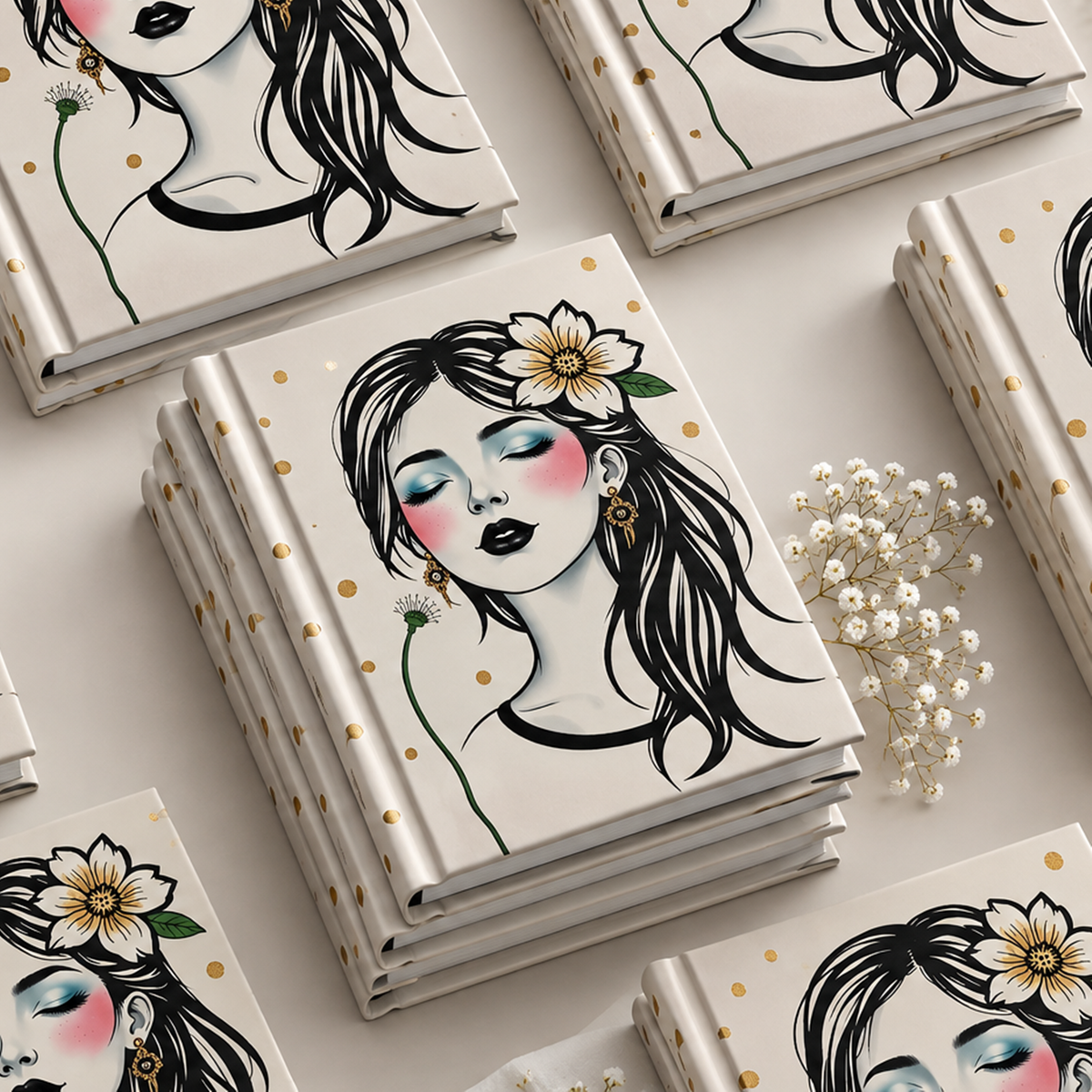 A5 Journal, Girl Cover Notebook, Hardcover Notes Book
