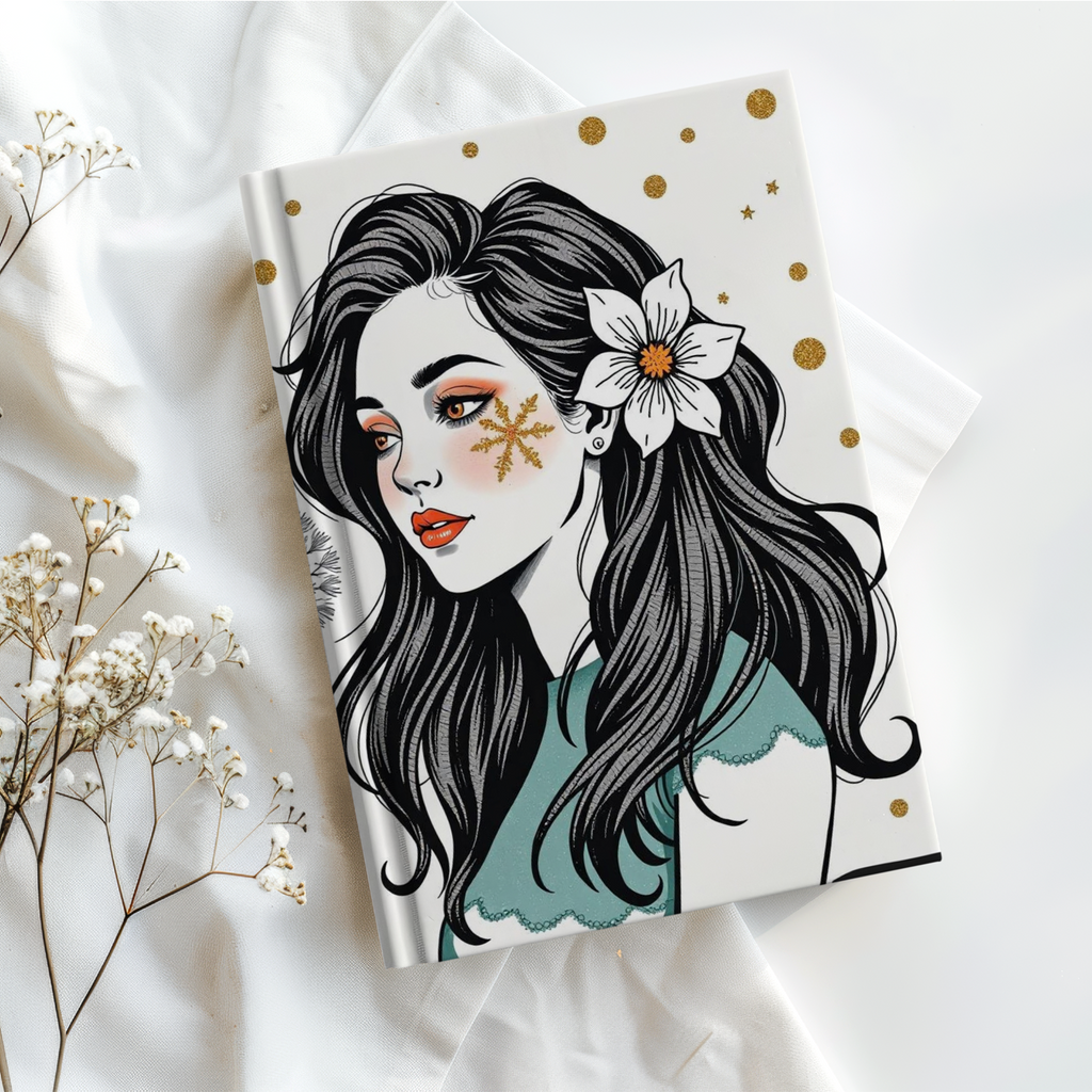 Aesthetic Girl Notebook A5, Hardcover Study Journal
