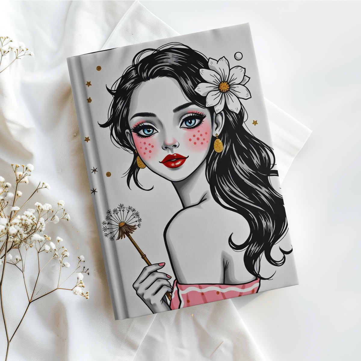 Pretty Girl A5 Notebook, Hardcover Study Book